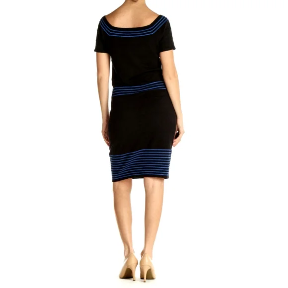 Max Studio Women's Red & Black Rayon Blend Knit Bodycon Short Sleeve Dress XS - Picture 8 of 10